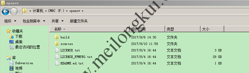 OpenCV分发包解压后的文件结构