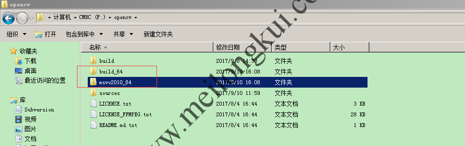 在OpenCV 3.3.0分发包中创建编译目录