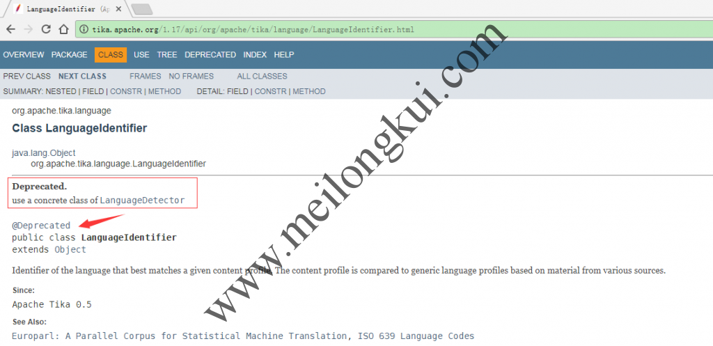 org.apache.tika.language.LanguageIdentifier已被废弃