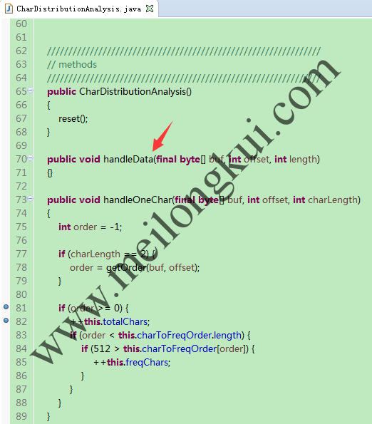 CharDistributionAnalysis抽象类的handleOneChar方法