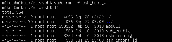 删除SSH服务端密钥（Host Key）