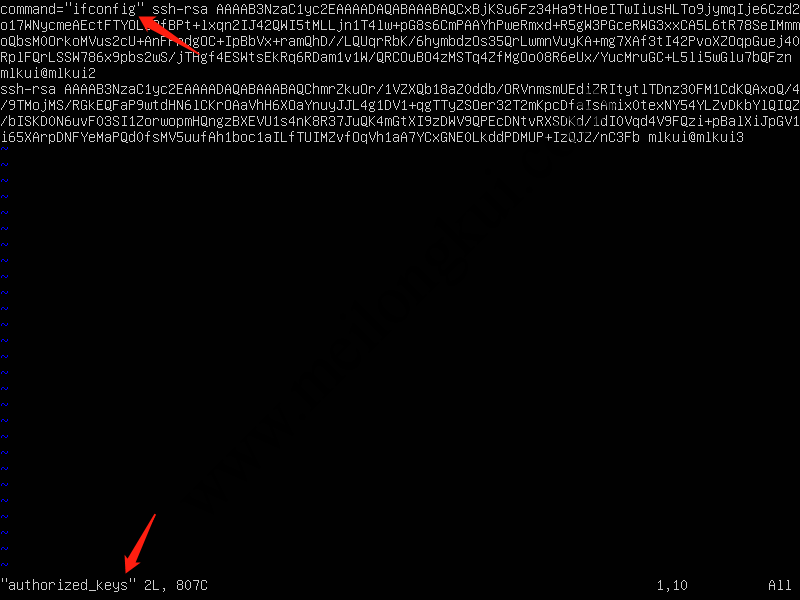 在authriozed_keys中指定公钥的command参数