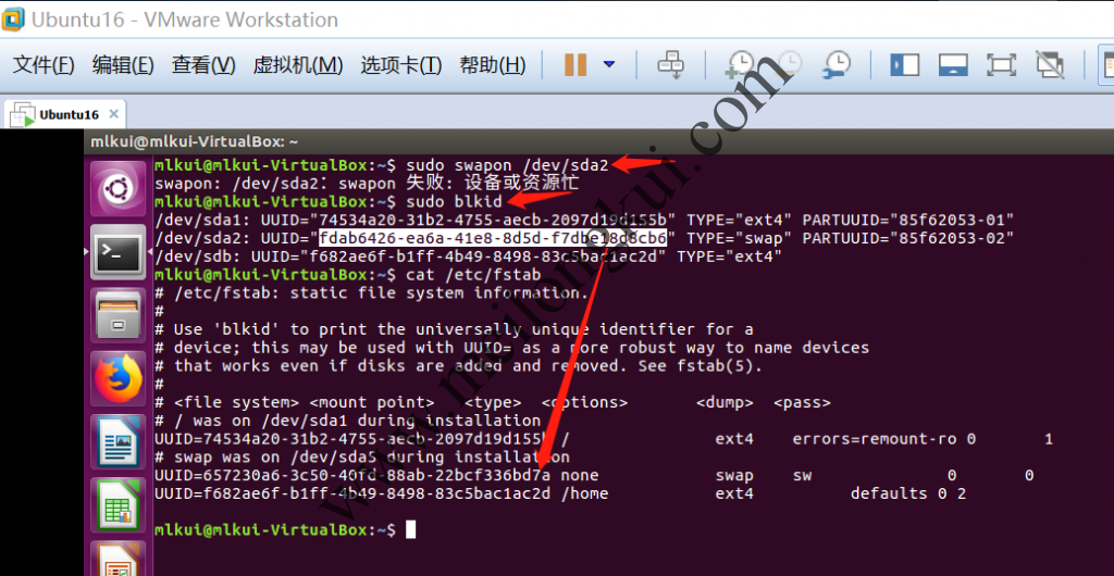 调整UUID，重新挂载Swap分区