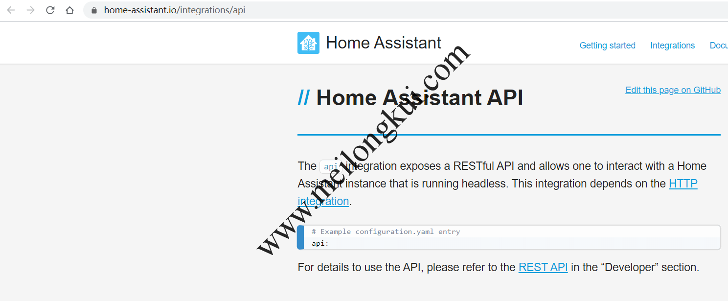 启用Home Assistant的API