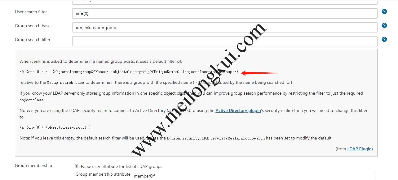 Jenkins对LDAP中group的默认search