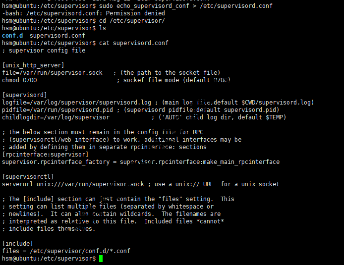 Ubuntu 18.04使用apt-get安装Supervisor时自动生成了配置文件