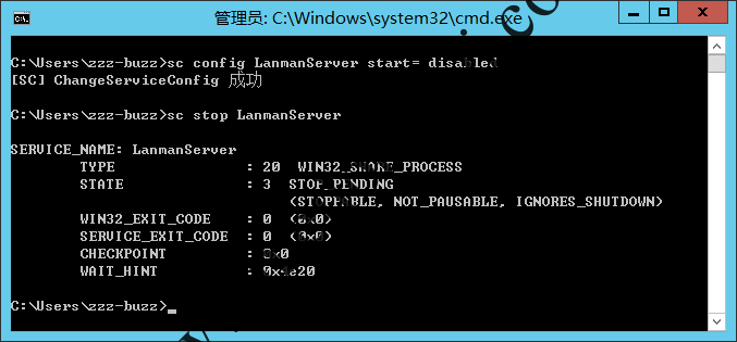 命令行停止 Server 服务