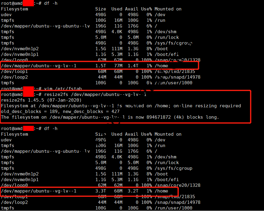 Ubuntu新增磁盘扩容VG、LV及文件系统